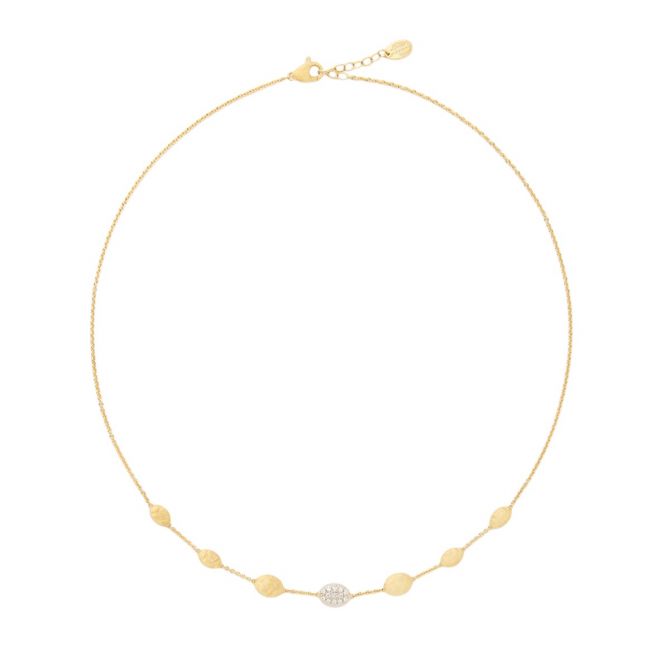 Marco Bicego Siviglia Diamond Pavé & Oval Bead Station Necklace in Two Ton, 18"