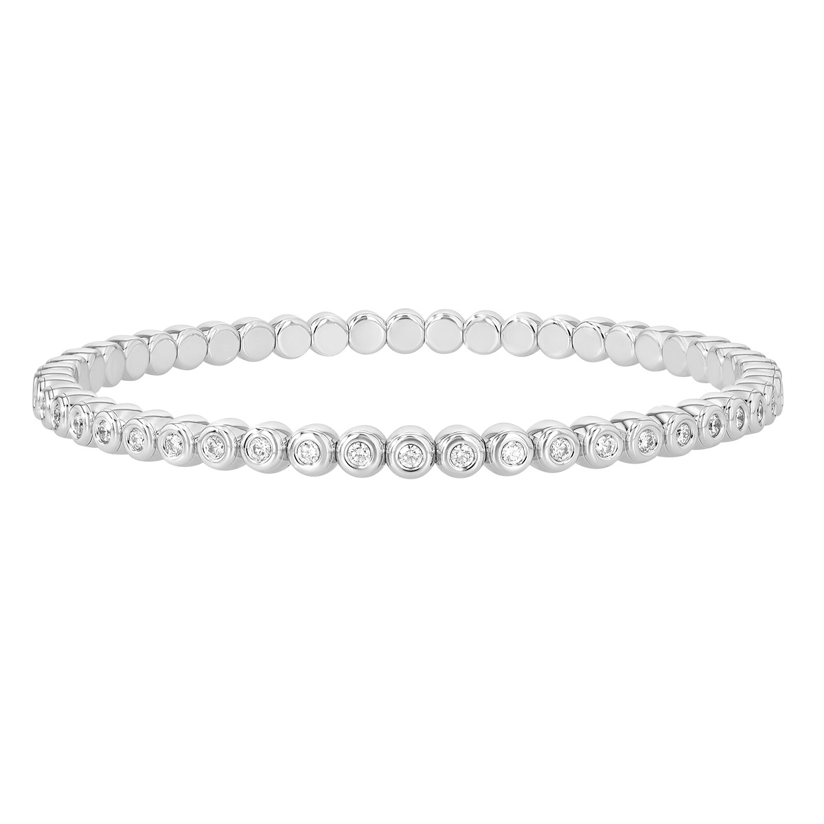 Demeglio Bezel Set Diamond Tennis Bracelet in White Gold, 6.5