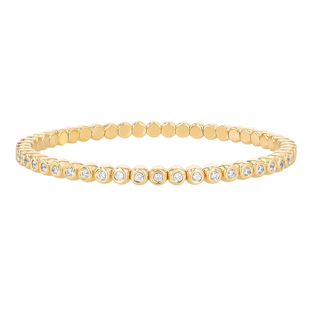 Demeglio Bezel Set Diamond Tennis Bracelet in Yellow Gold, 6.5