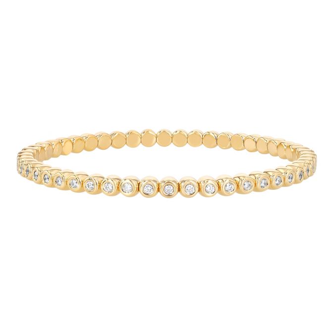 Demeglio Bezel Set Diamond Tennis Bracelet in Yellow Gold, 6.5", 1.31 cttw