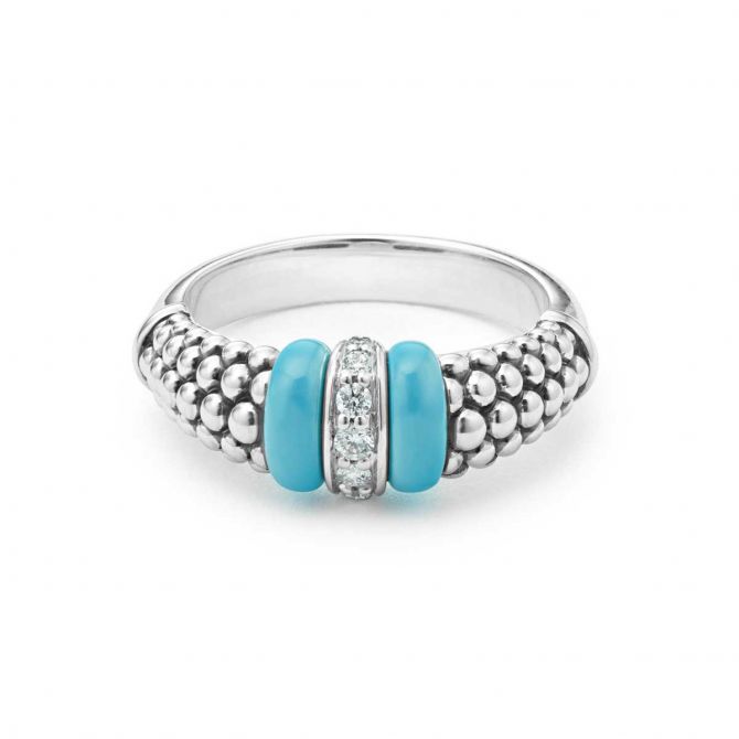 LAGOS Blue Caviar One Row Diamond Ring, Size 7