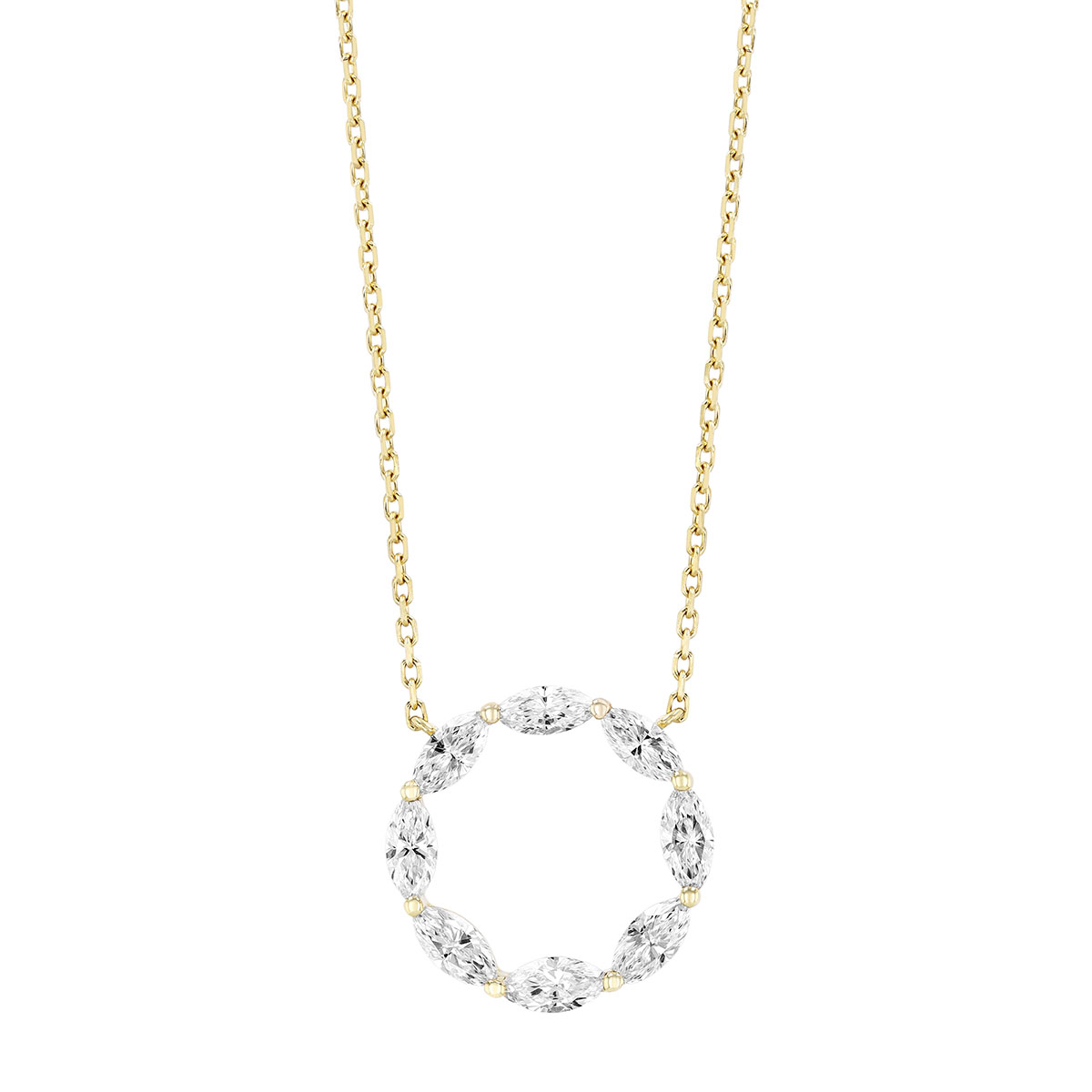 Marquise Diamond Open Circle Pendant in Yellow Gold, 18