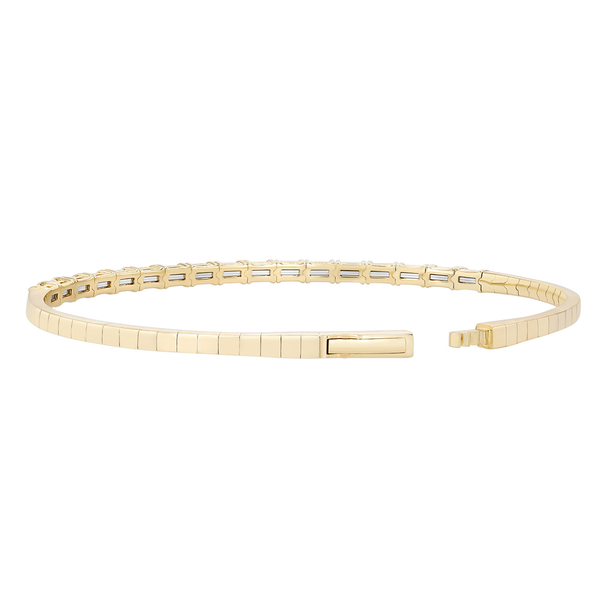 Emerald Cut Diamond Bangle Bracelet in Yellow Gold