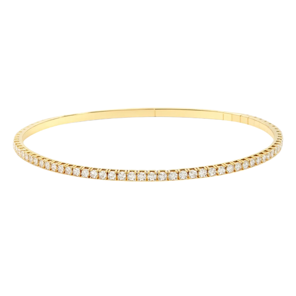 Round Diamond 4 Prong Tennis Bracelet in Yellow Gold, 6.75