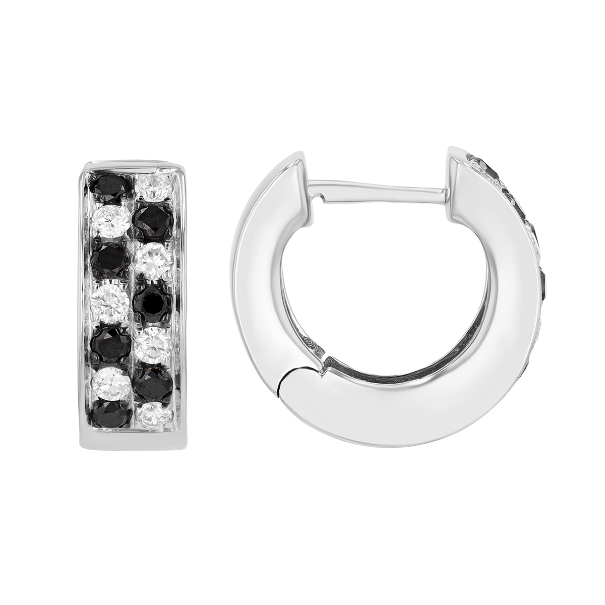 Frederic Sage Black & White Diamond Pavé Hoop Earrings in White Gold