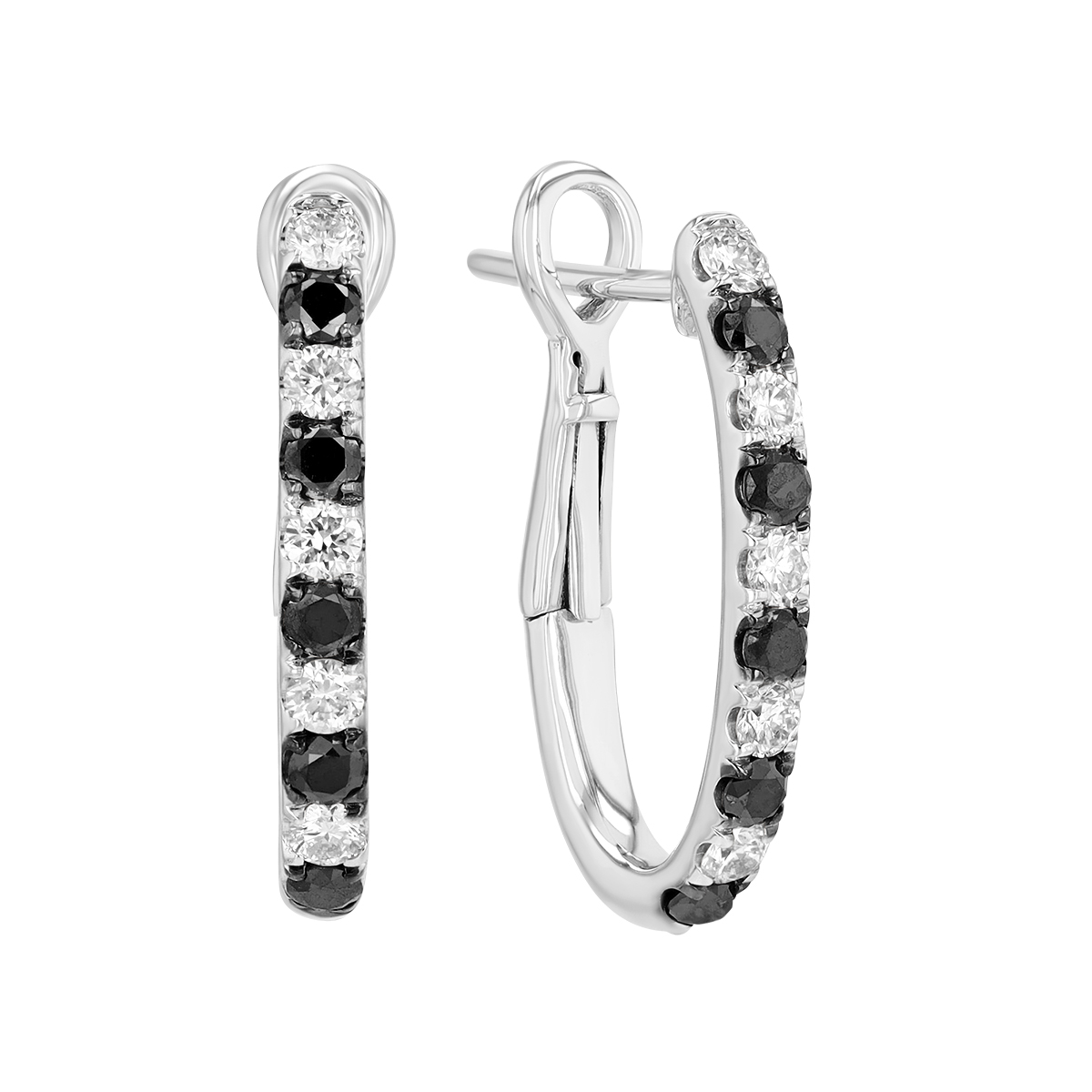 Frederic Sage Black & White Diamond Hoop Earrings in White Gold