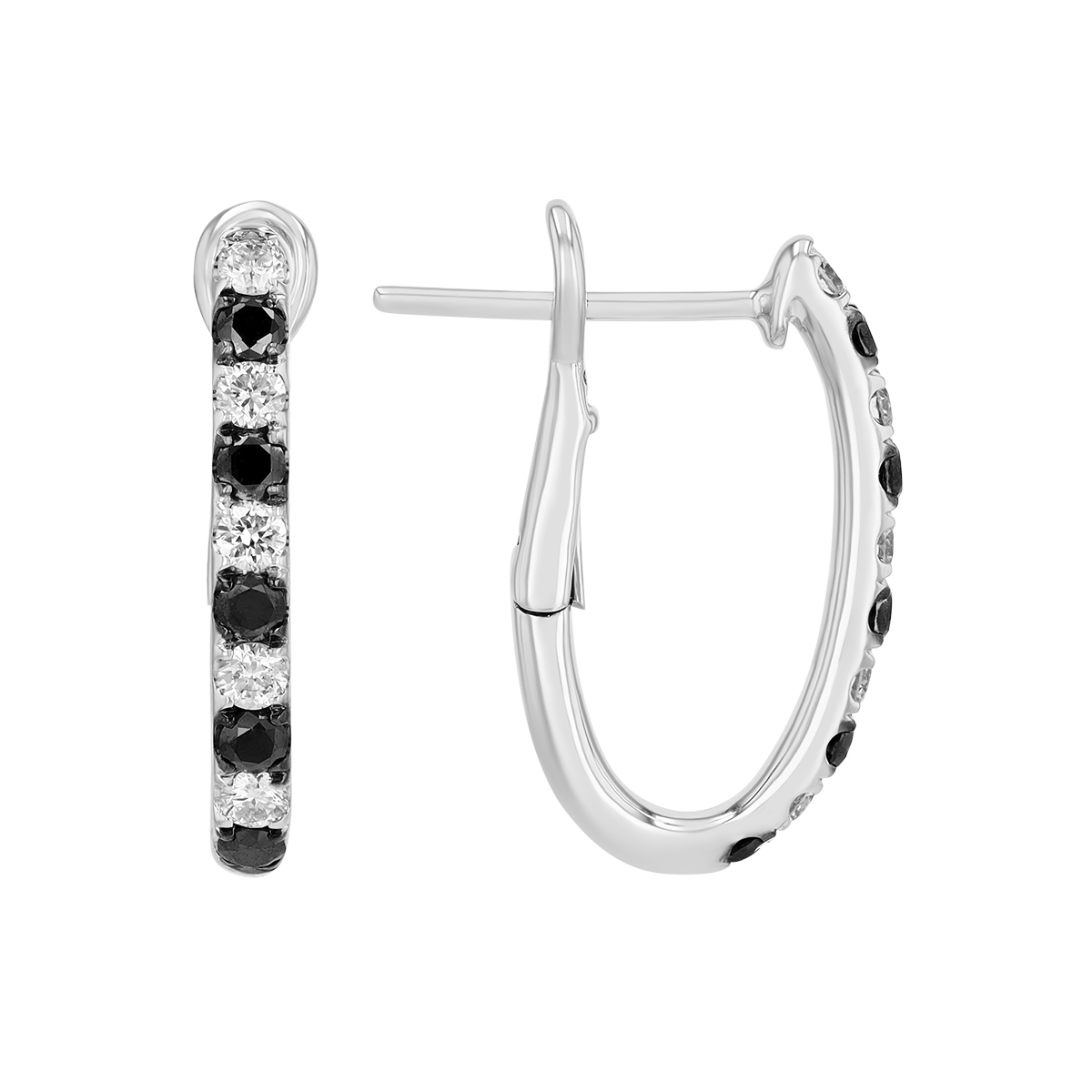 Frederic Sage Black & White Diamond Hoop Earrings in White Gold
