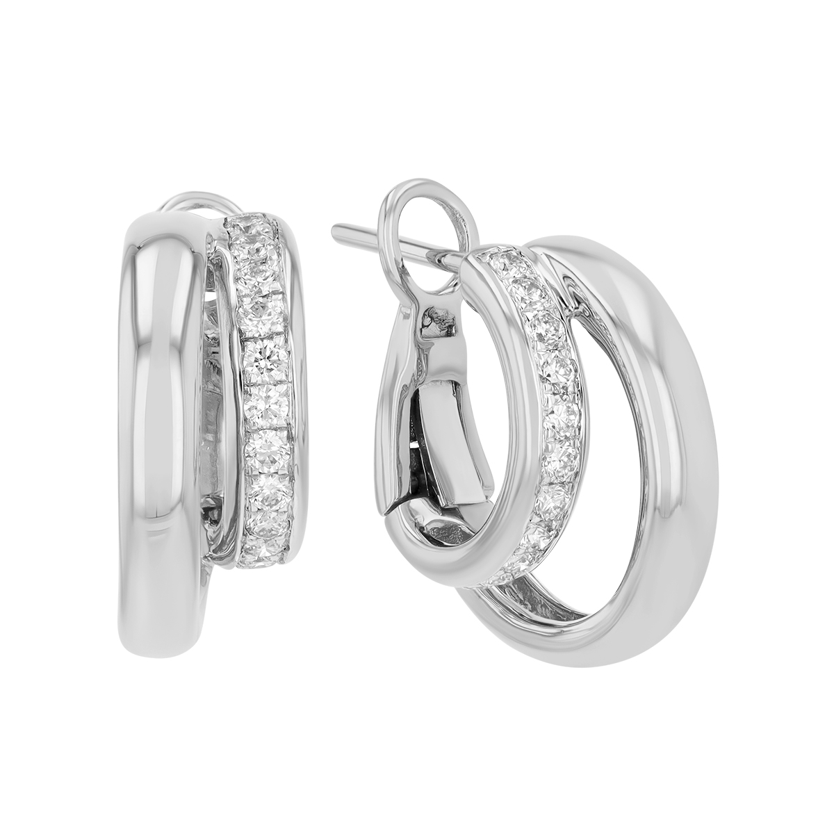 Frederic Sage Diamond & White Gold Double Hoop Earrings