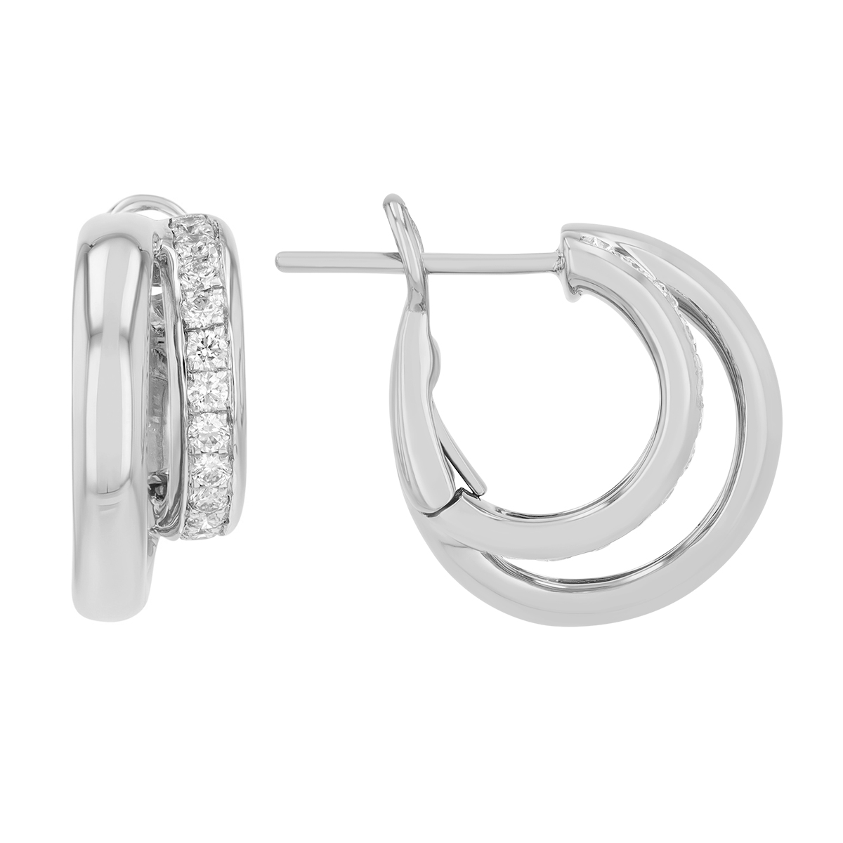 Frederic Sage Diamond & White Gold Double Hoop Earrings