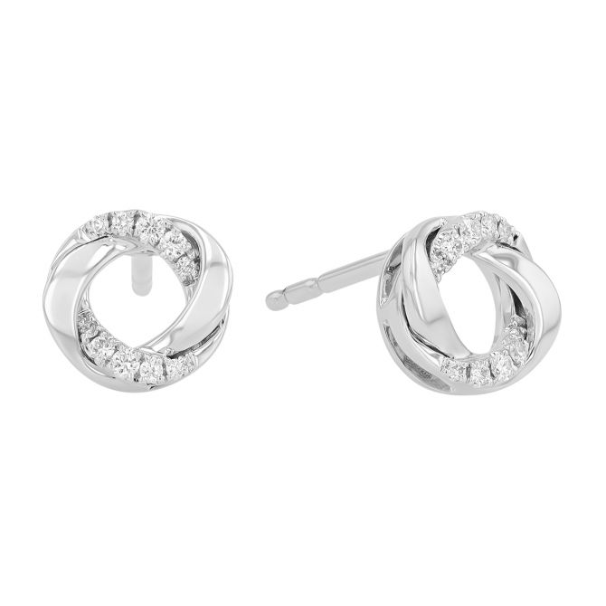Frederic Sage Diamond Interlocking Swirl Stud Earrings in White Gold