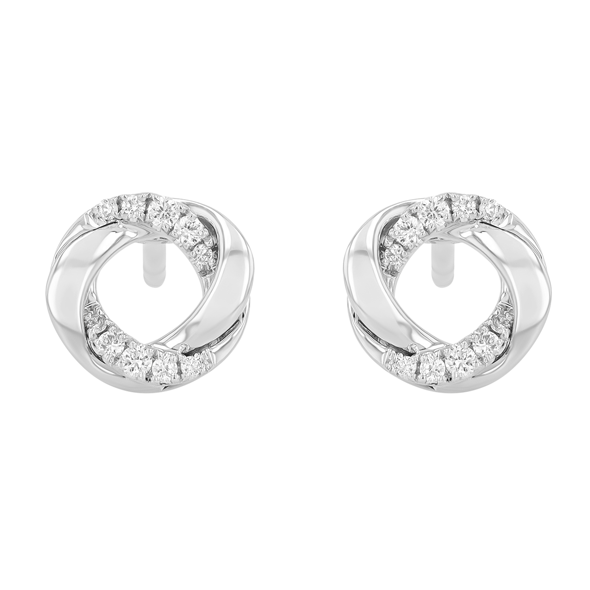 Frederic Sage Diamond Interlocking Swirl Stud Earrings in White Gold