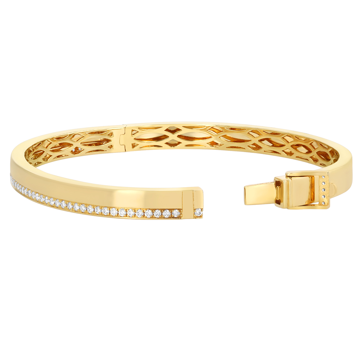 Frederic Sage Diamond Line & Yellow Gold Bangle Bracelet