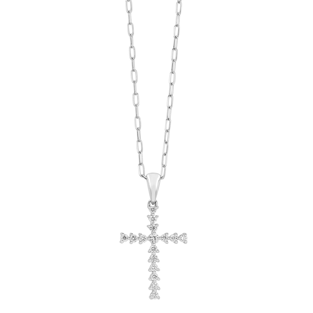 Frederic Sage Diamond 3 Prong Cross Pendant in White Gold