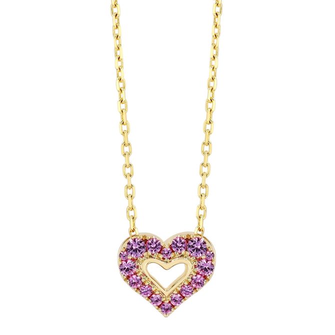 Frederic Sage Pink Sapphire Heart Pendant in Yellow Gold
