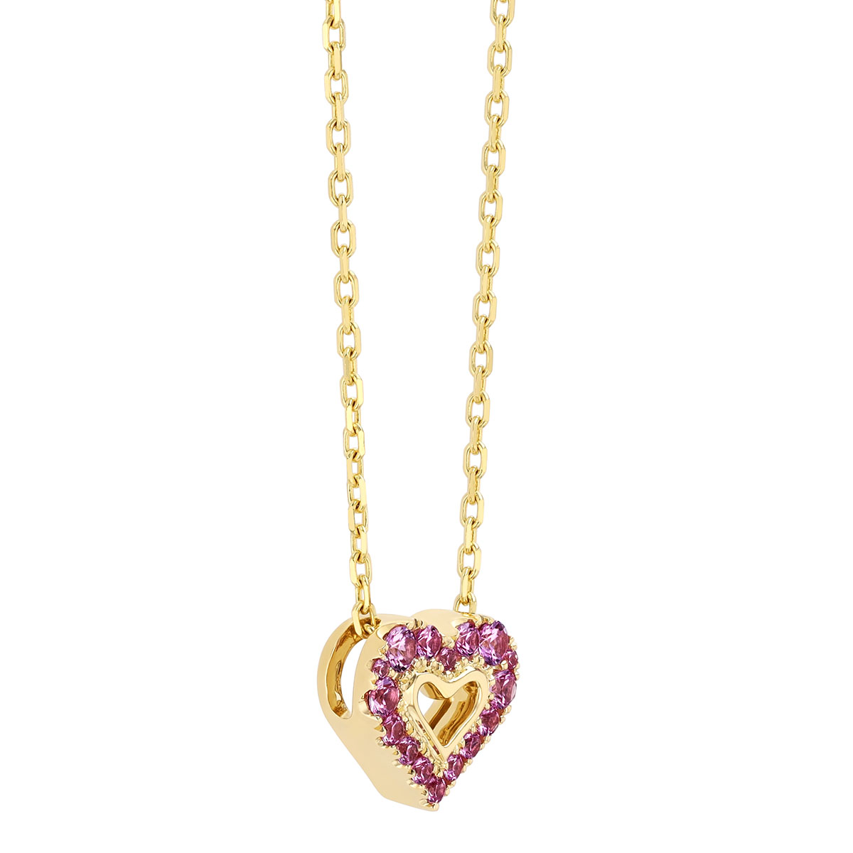 Frederic Sage Pink Sapphire Heart Pendant in Yellow Gold