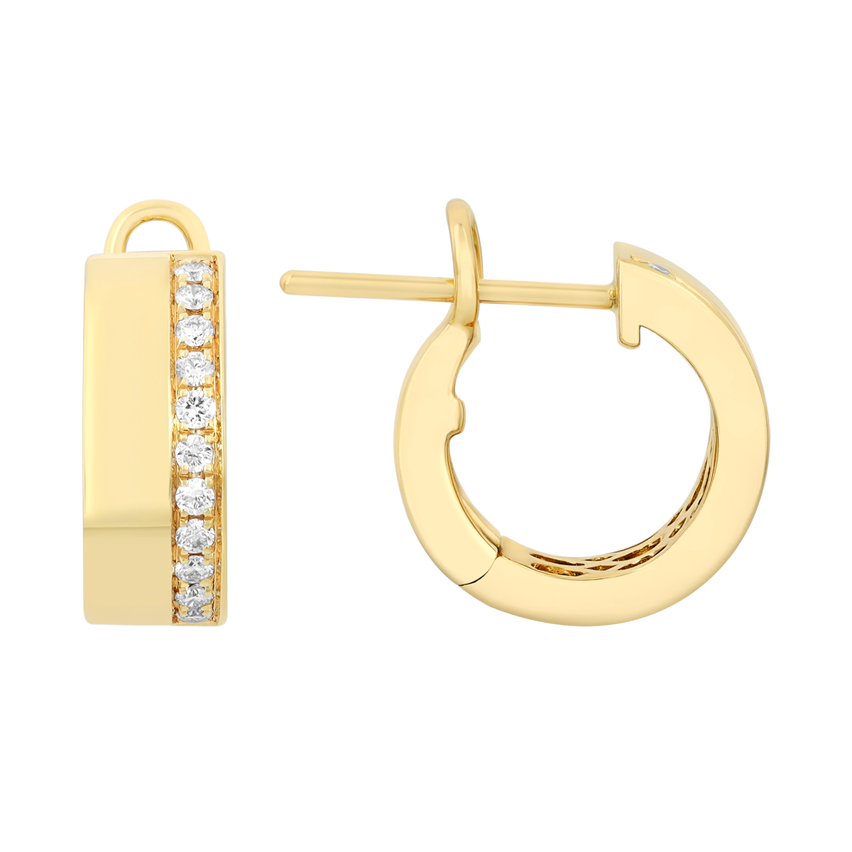 Frederic Sage Diamond Line & Yellow Gold Hoop Earrings