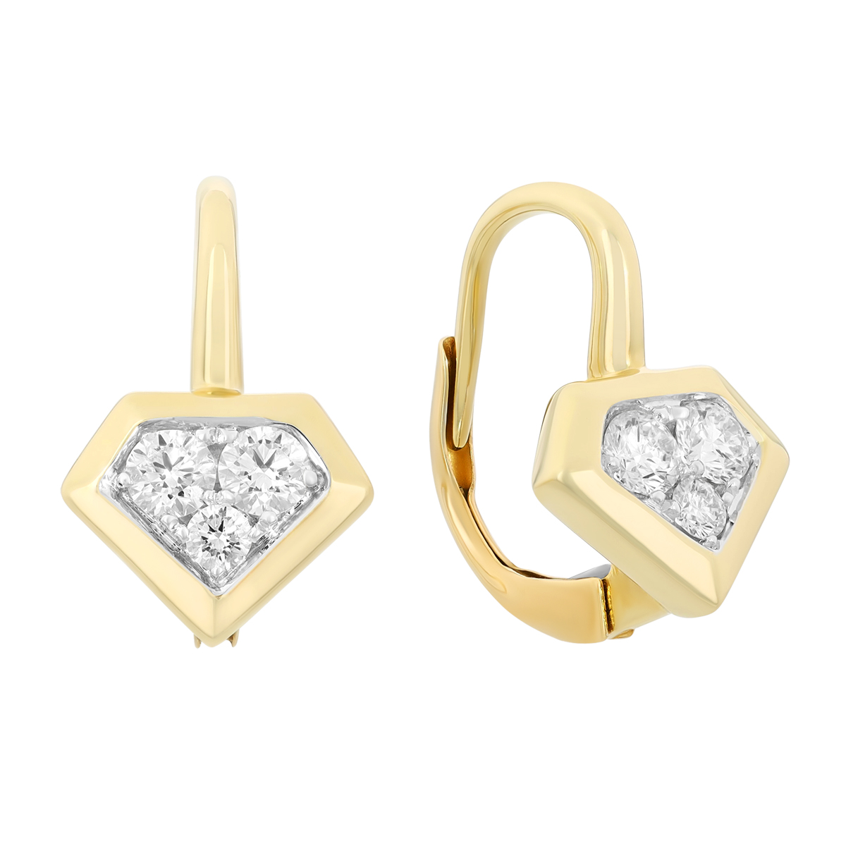 Frederic Sage Diamond Cluster Geometric Drop Earrings in Yellow Gold