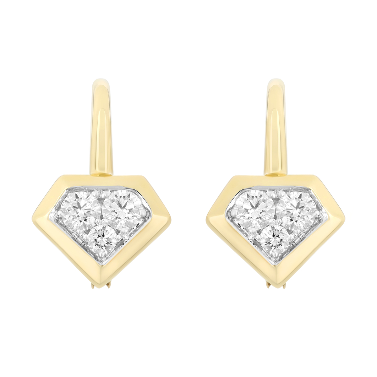 Frederic Sage Diamond Cluster Geometric Drop Earrings in Yellow Gold