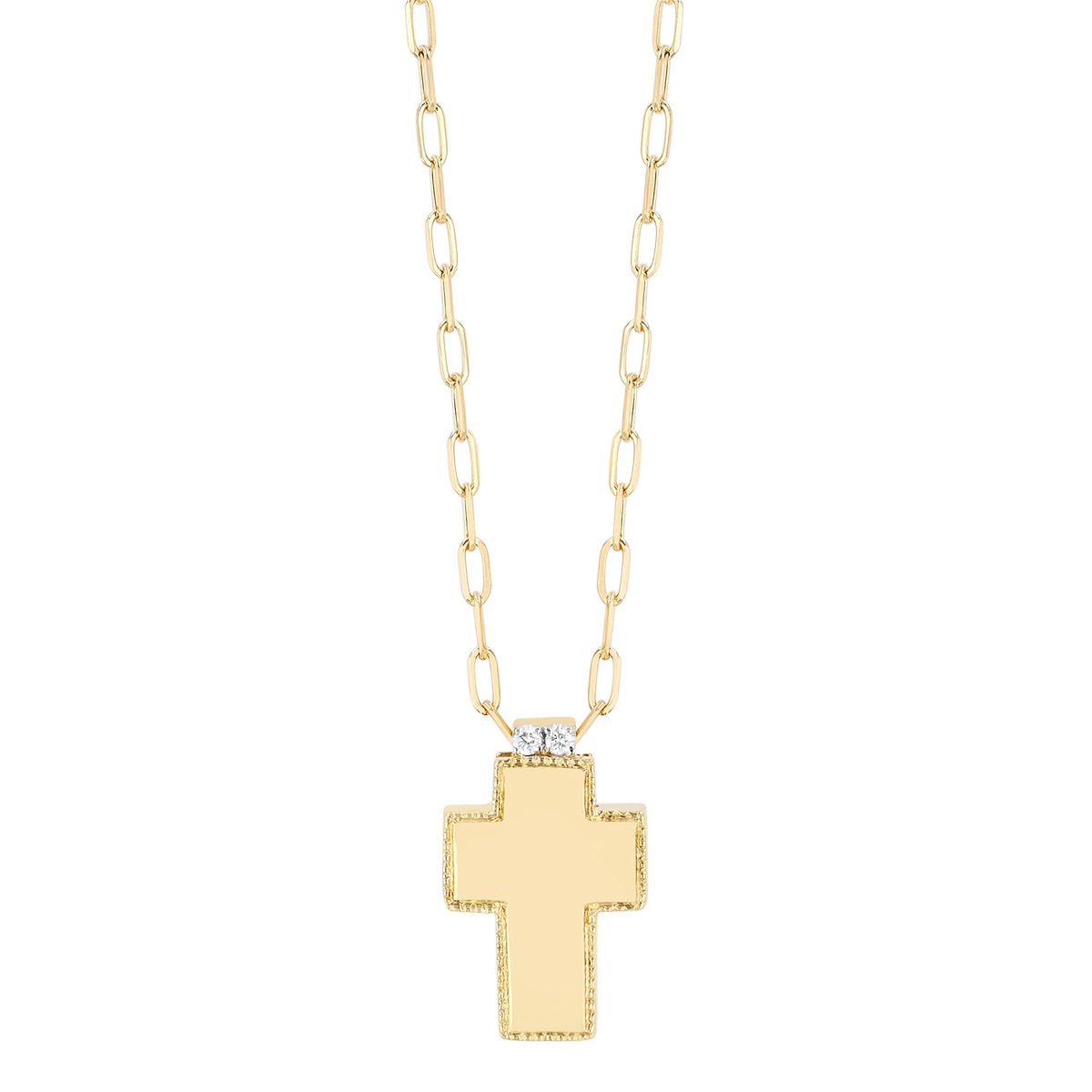Frederic Sage Firenze Yellow Gold Cross Pendant with Diamond Accents
