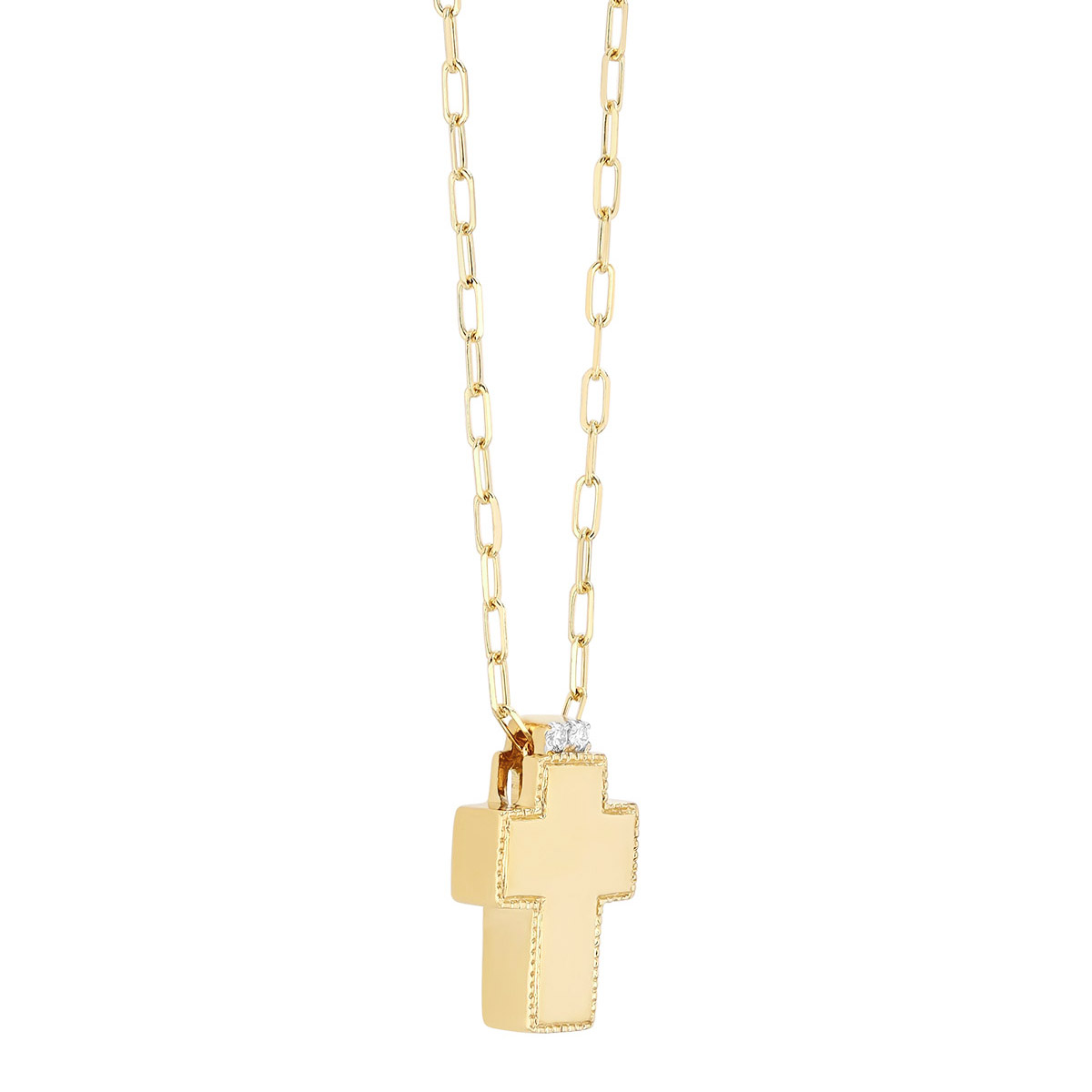 Frederic Sage Firenze Yellow Gold Cross Pendant with Diamond Accents