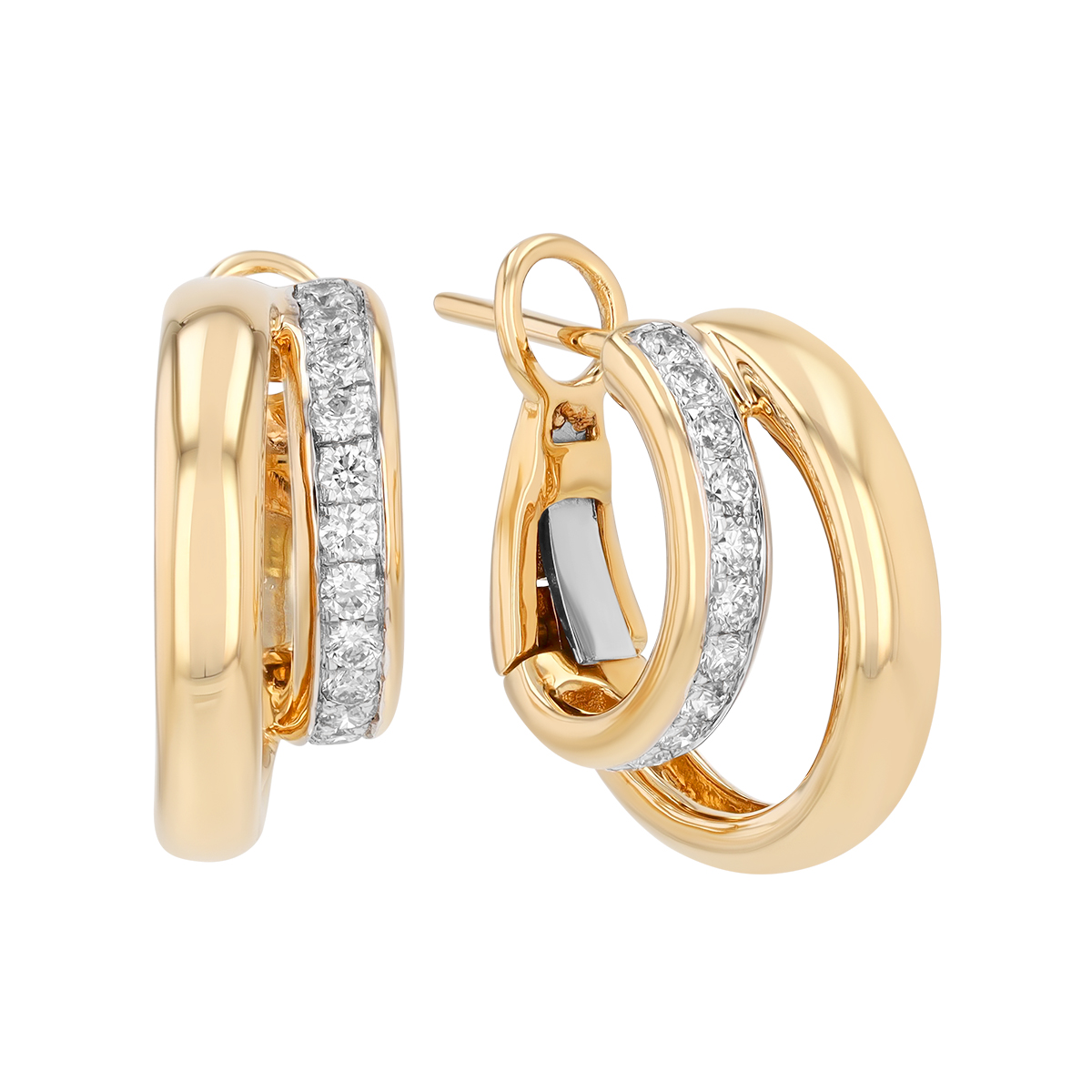 Frederic Sage Diamond & Yellow Gold Double Hoop Earrings