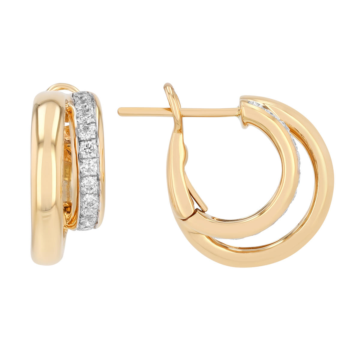 Frederic Sage Diamond & Yellow Gold Double Hoop Earrings