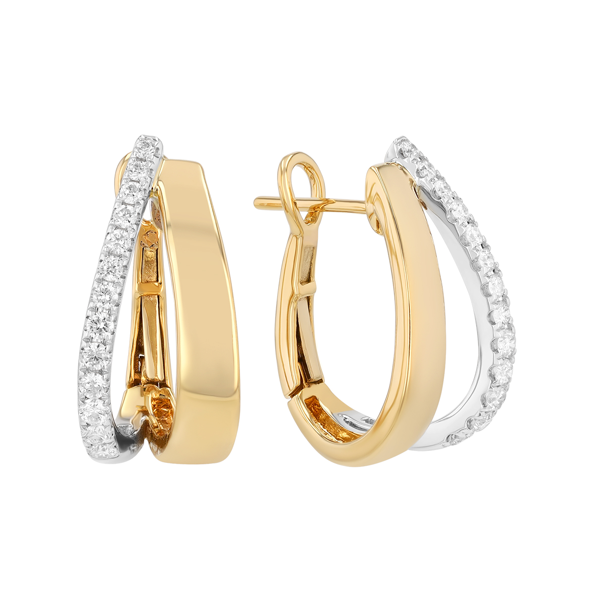 Frederic Sage Diamond Double Hoop Earrings in Two Tone