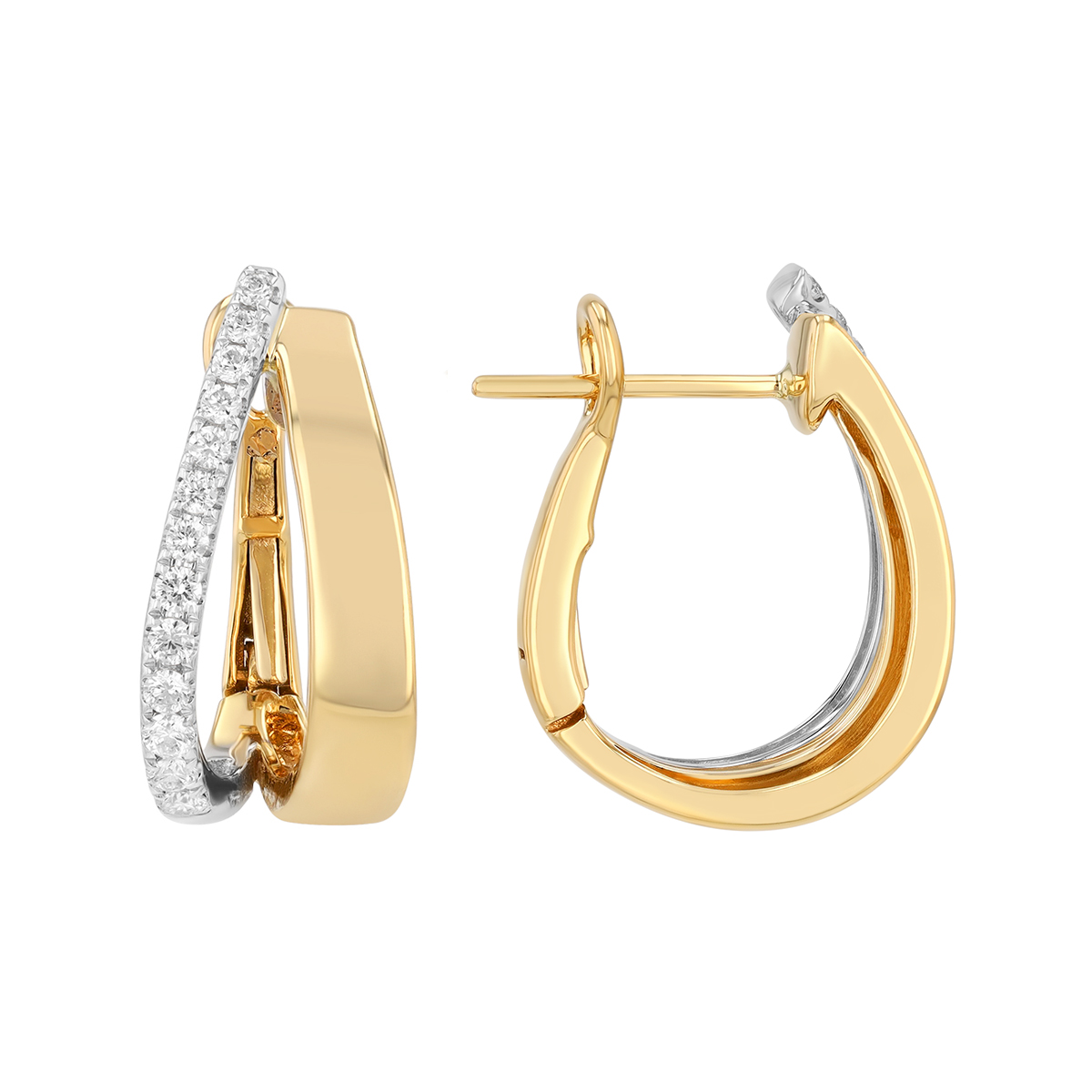 Frederic Sage Diamond Double Hoop Earrings in Two Tone