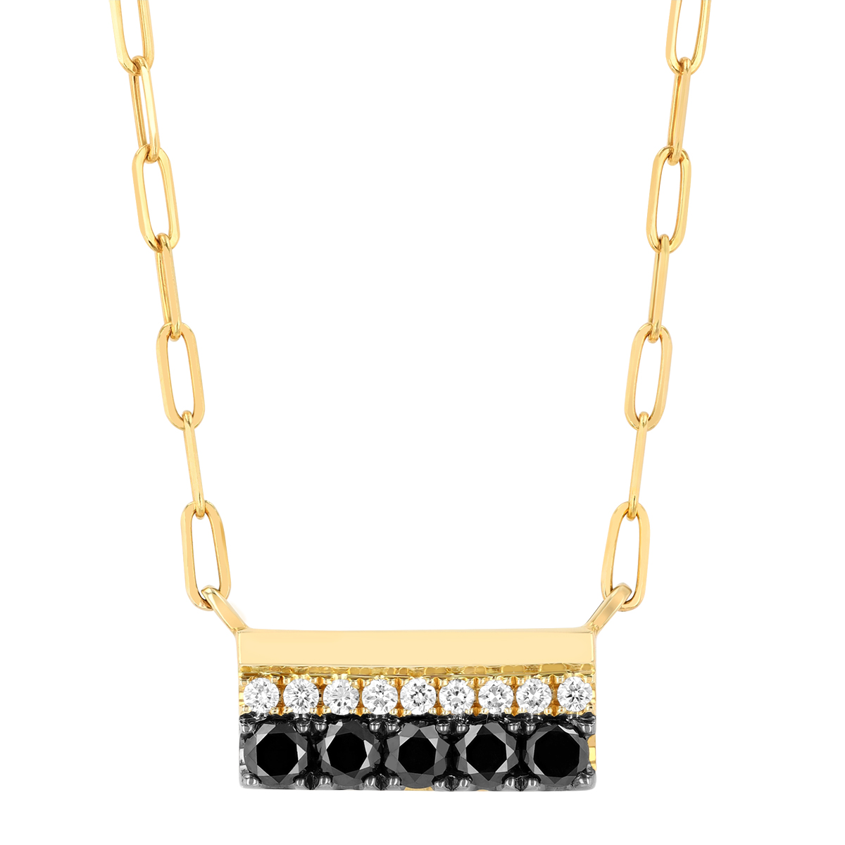 Frederic Sage Nebula Black & White Diamond Layered Bar Necklace in Yellow Gold, 18