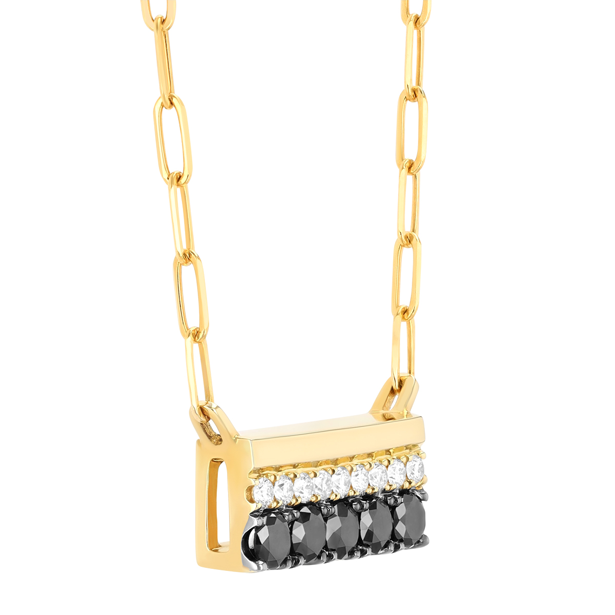 Frederic Sage Nebula Black & White Diamond Layered Bar Necklace in Yellow Gold, 18