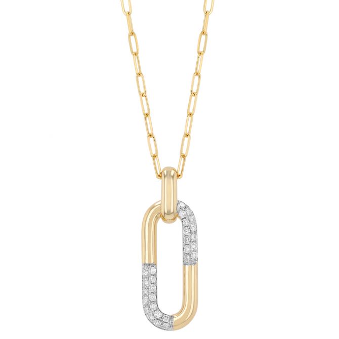 Frederic Sage Diamond Pavé & Yellow Gold Paperclip Link Pendant, 18"