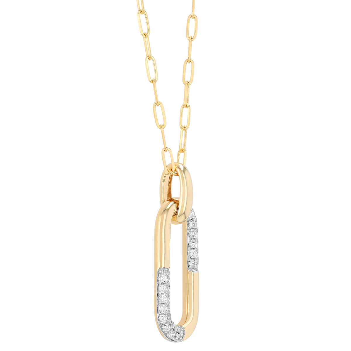 Frederic Sage Diamond Pavé & Yellow Gold Paperclip Link Pendant, 18