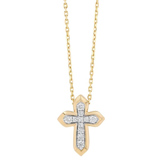 Frederic Sage Diamond Cross Pendant in Two Tone, 18"