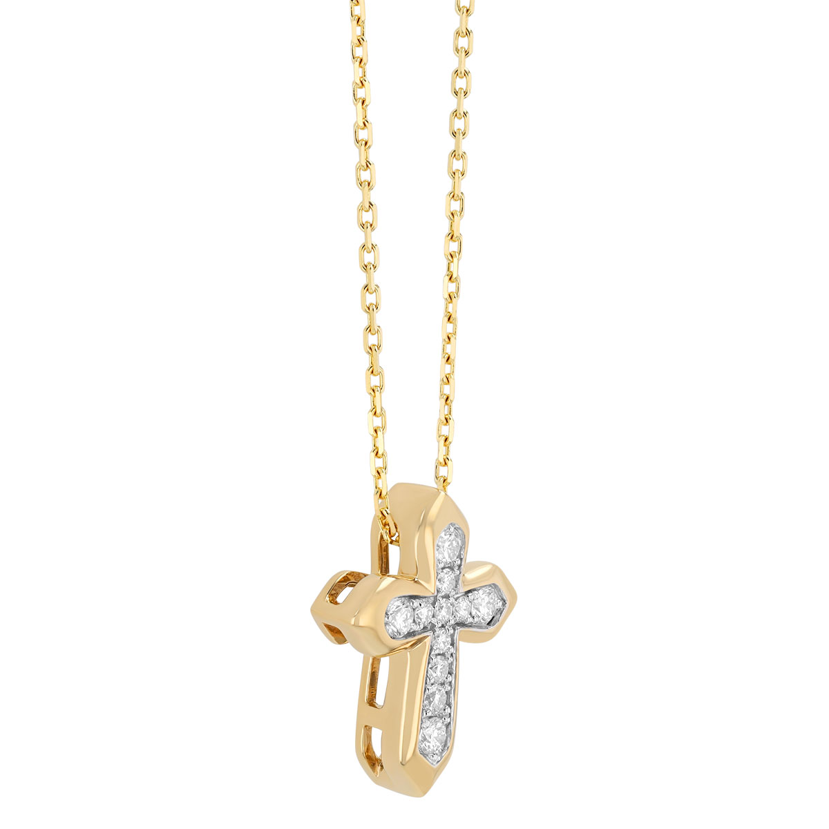 Frederic Sage Diamond Cross Pendant in Two Tone, 18