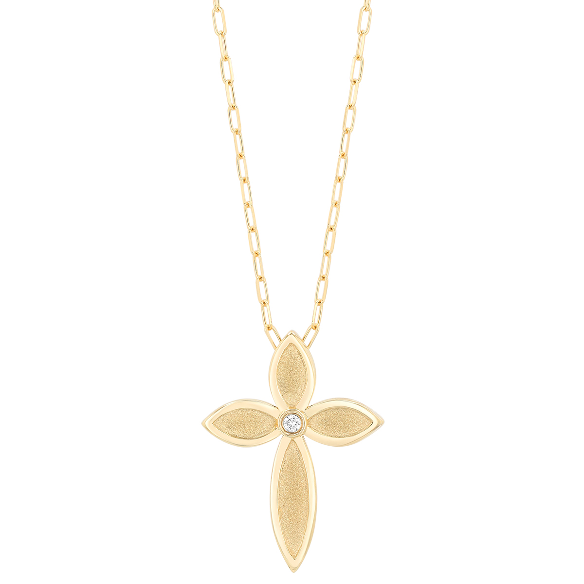Frederic Sage Yellow Gold Cross Pendant with Diamond Accent, 18