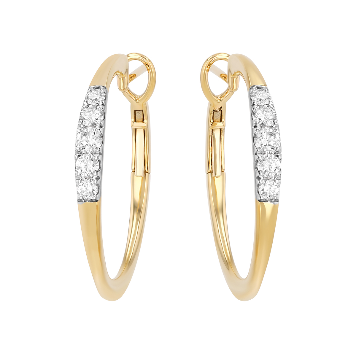 Frederic Sage Graduated Diamond Hoop Earrings in Yellow Gold
