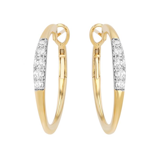 Frederic Sage Graduated Diamond Hoop Earrings in Yellow Gold