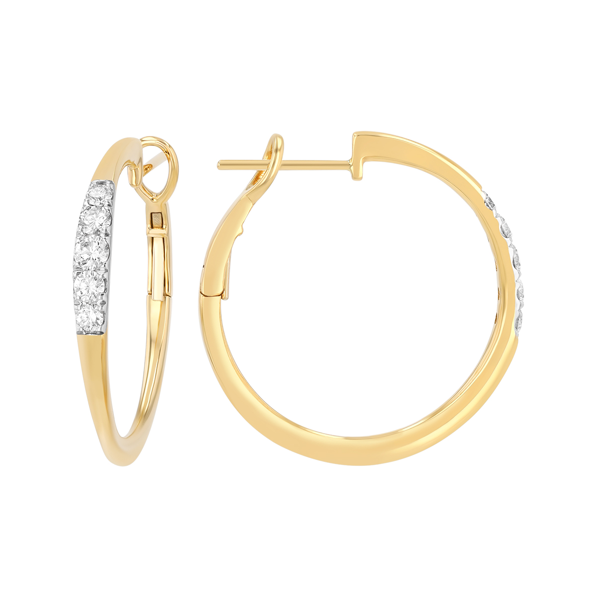 Frederic Sage Graduated Diamond Hoop Earrings in Yellow Gold
