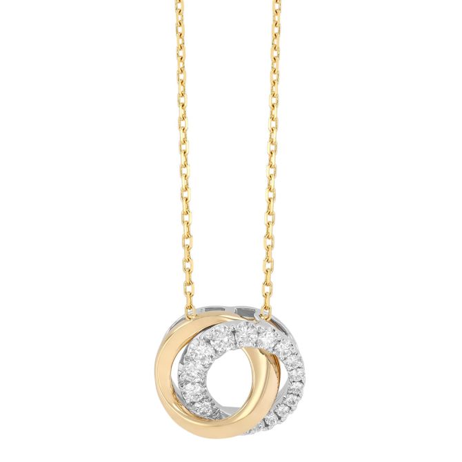 Frederic Sage Graduated Diamond Interlocking Circle Duo Necklace in Two Tone, 18"