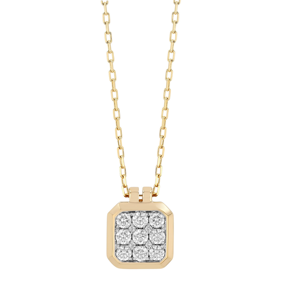 Frederic Sage Diamond Cluster Square Pendant in Two Tone