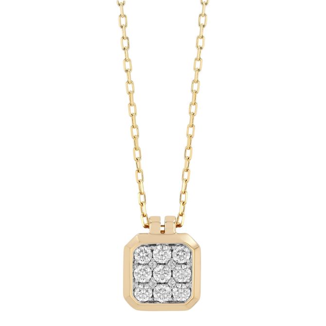 Frederic Sage Diamond Cluster Square Pendant in Two Tone