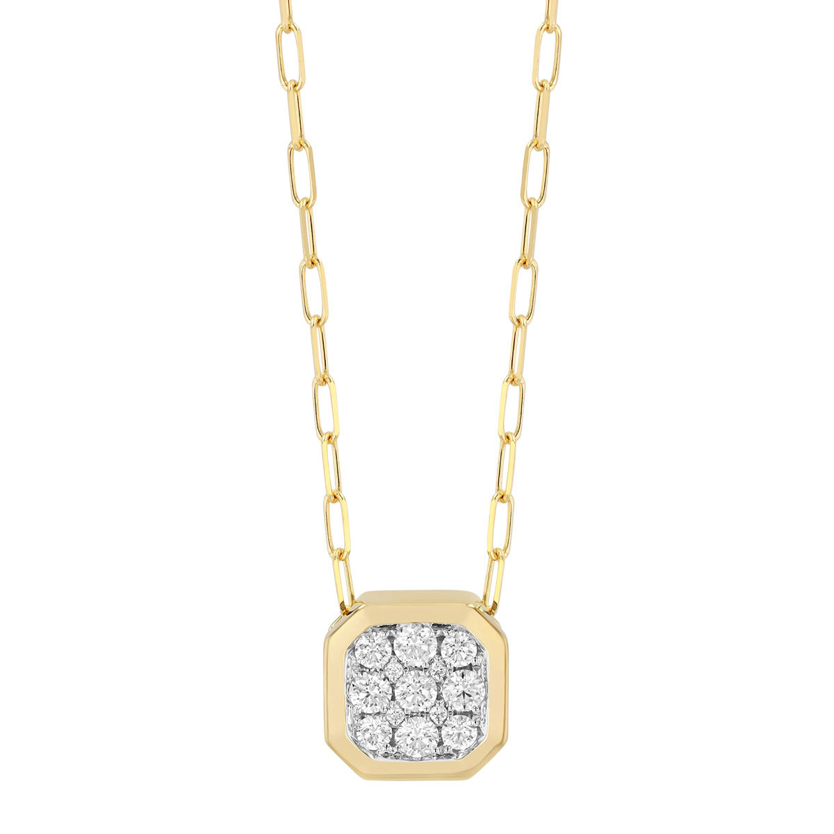 Frederic Sage Firenze Diamond Cluster Square Pendant in Two Tone, 18