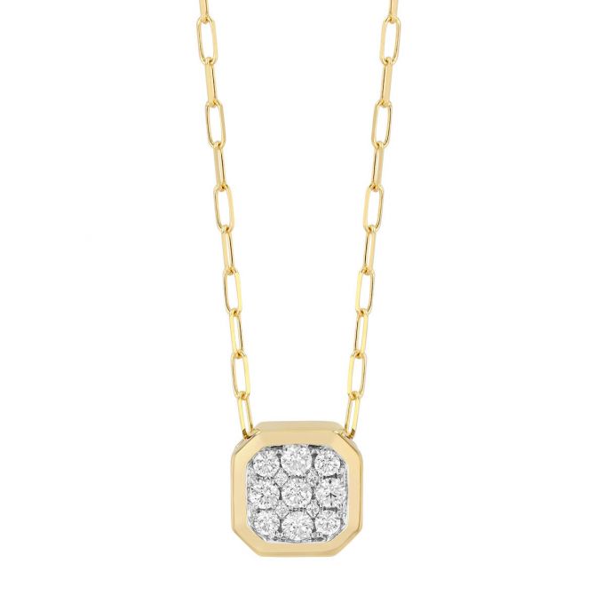 Frederic Sage Firenze Diamond Cluster Square Pendant in Two Tone, 18"