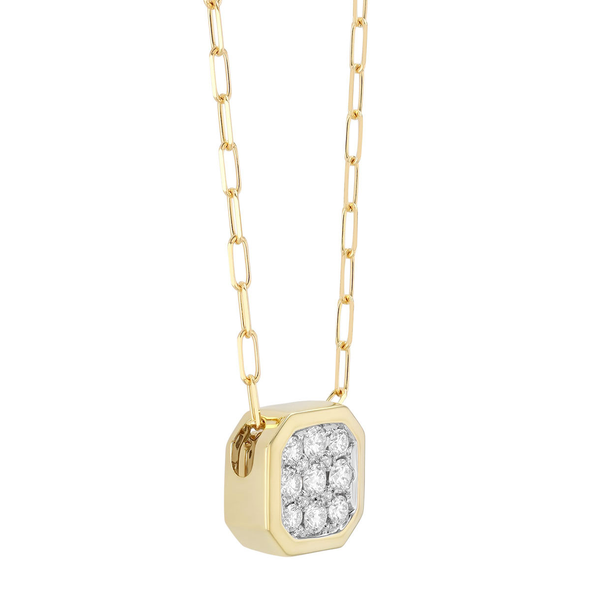 Frederic Sage Firenze Diamond Cluster Square Pendant in Two Tone, 18