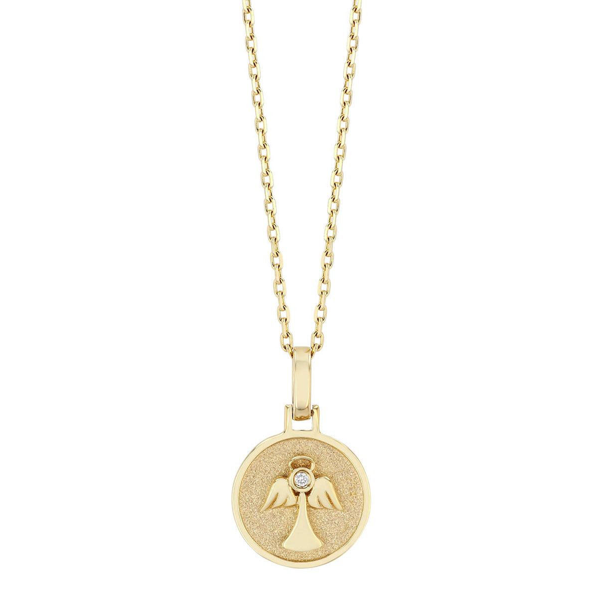 Frederic Sage Angel Disc Pendant with Diamond Accent in Yellow Gold, 18