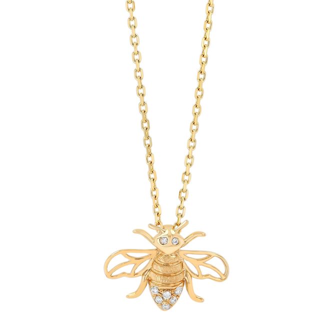 Frederic Sage Diamond Bee Pendant in Yellow Gold, 18"