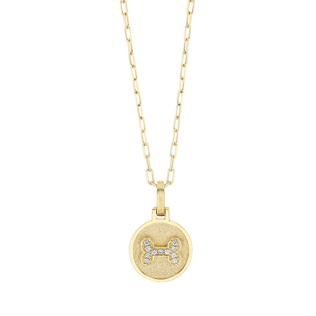 Frederic Sage Diamond Dog Bone Disc Pendant in Yellow Gold, 18