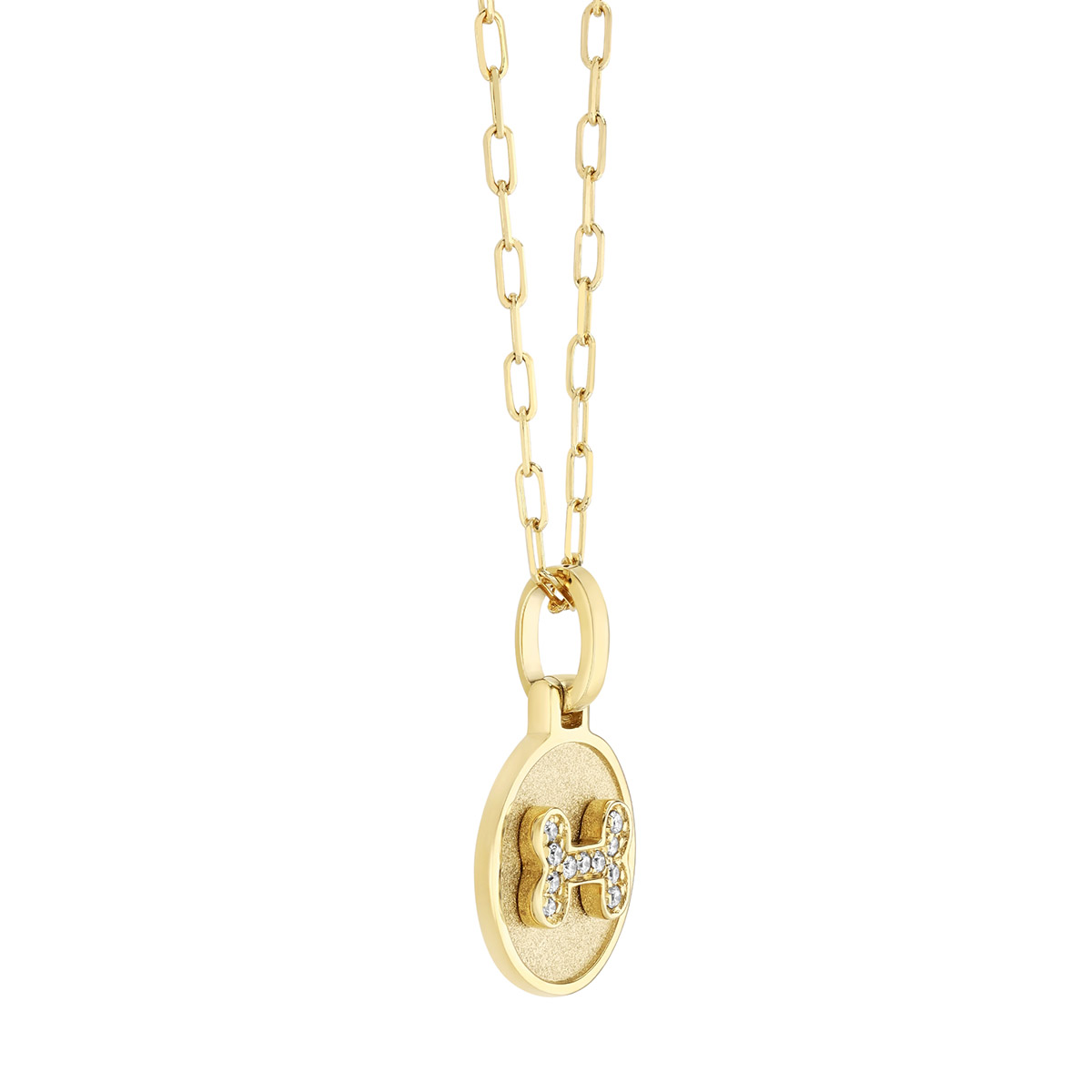 Frederic Sage Diamond Dog Bone Disc Pendant in Yellow Gold, 18