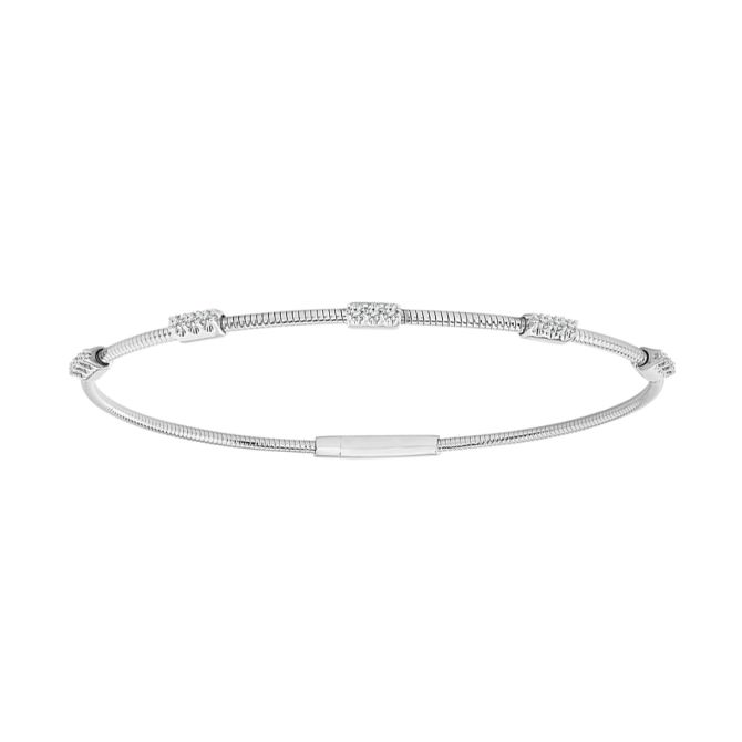 iDD Flexie Diamond 5 Station Flexible Bracelet in White Gold, 6.75"