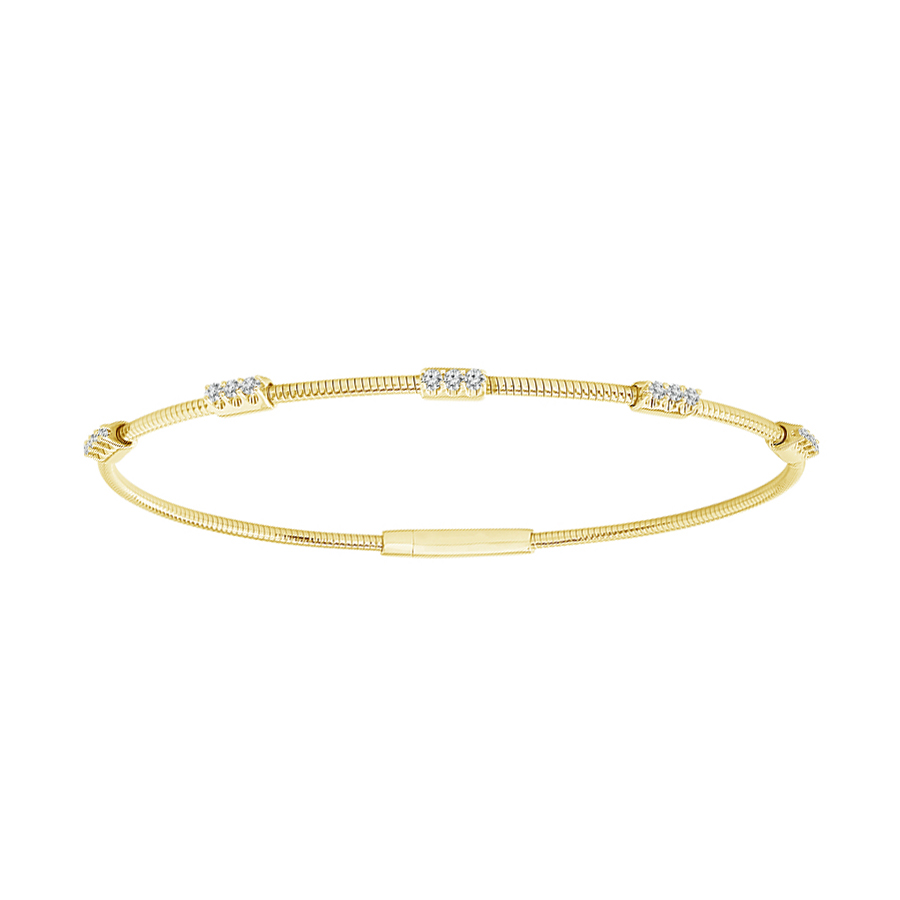 iDD Flexie Diamond 5 Station Flexible Bracelet in Yellow Gold, 6.75